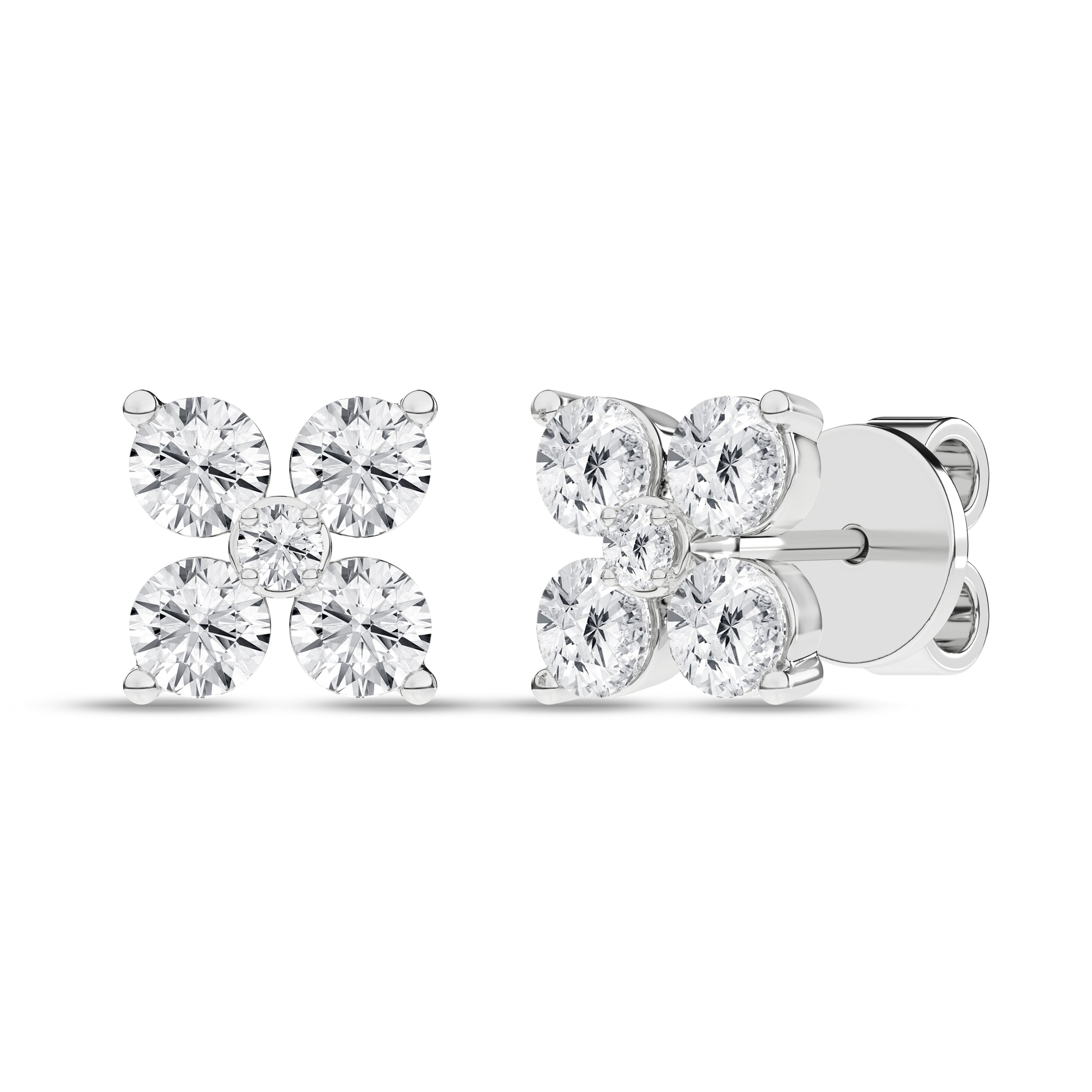 1.00Ctw 14K White Gold Lab Grown Diamond Petal Stud Earring Igi Certified