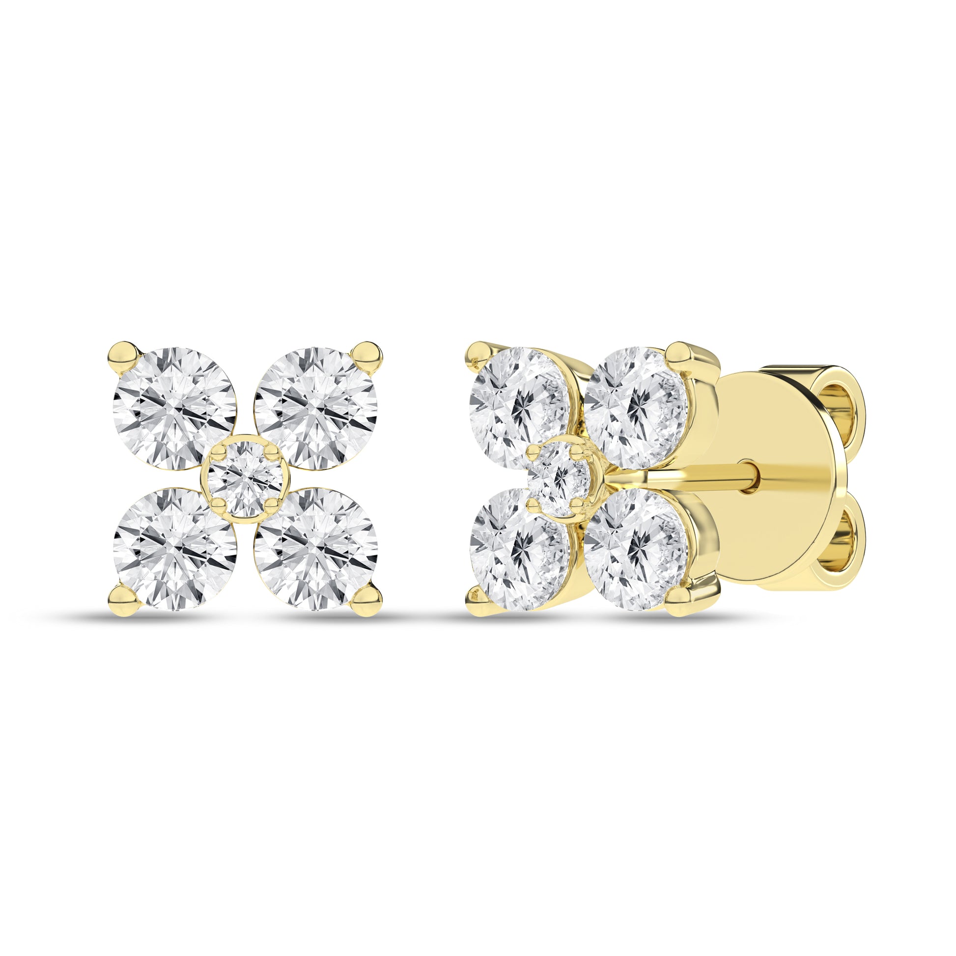 1.00Ct 14K Yellow Gold Lab Grown Diamond Stud Earrings 1.4 Dwt