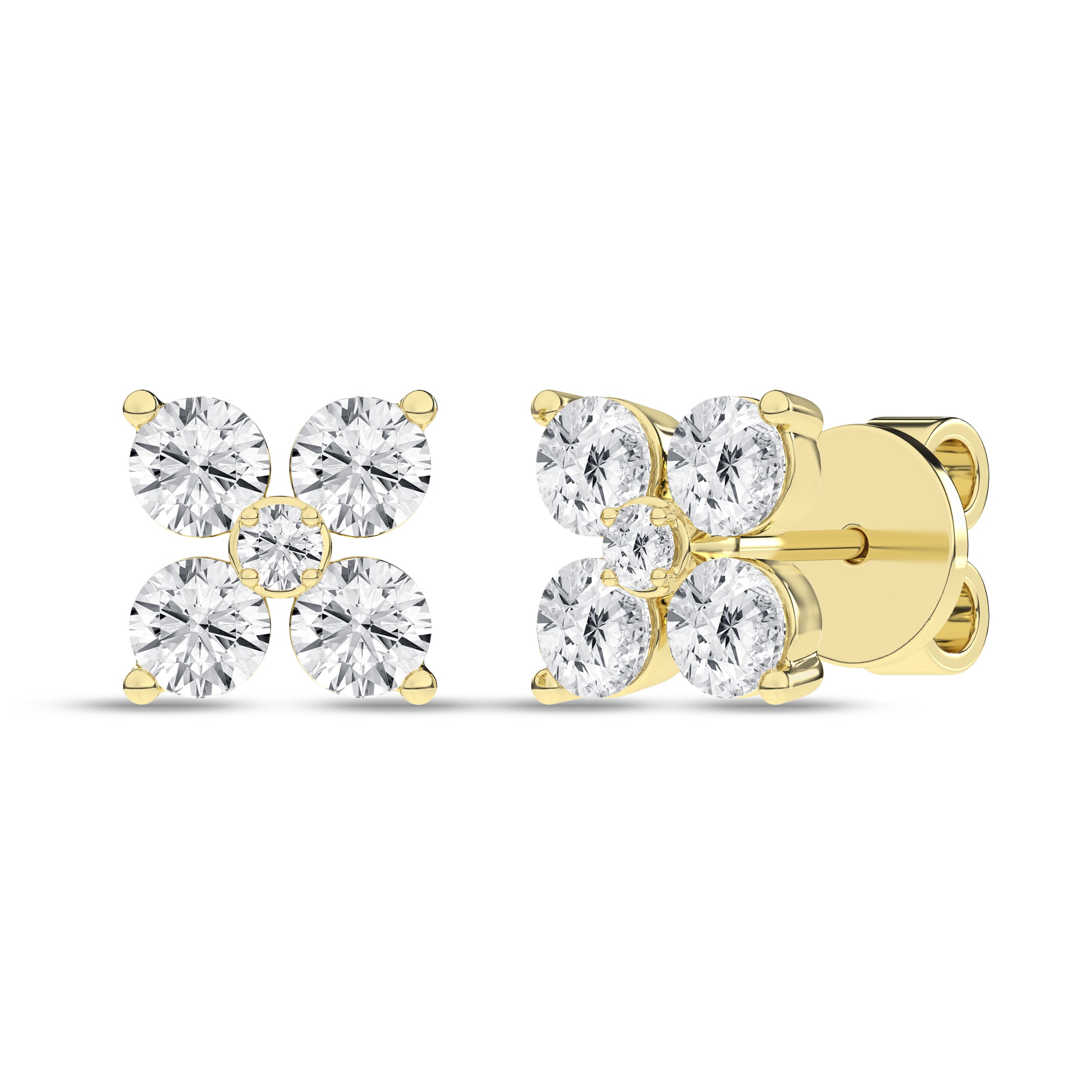 1.00Ct 14K Yellow Gold Lab Grown Diamond Stud Earrings 1.4 Dwt