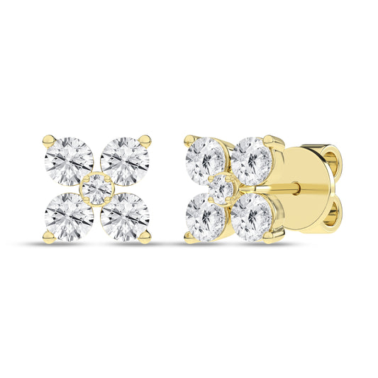 1.00Ct 14K Yellow Gold Lab Grown Diamond Stud Earrings 1.4 Dwt