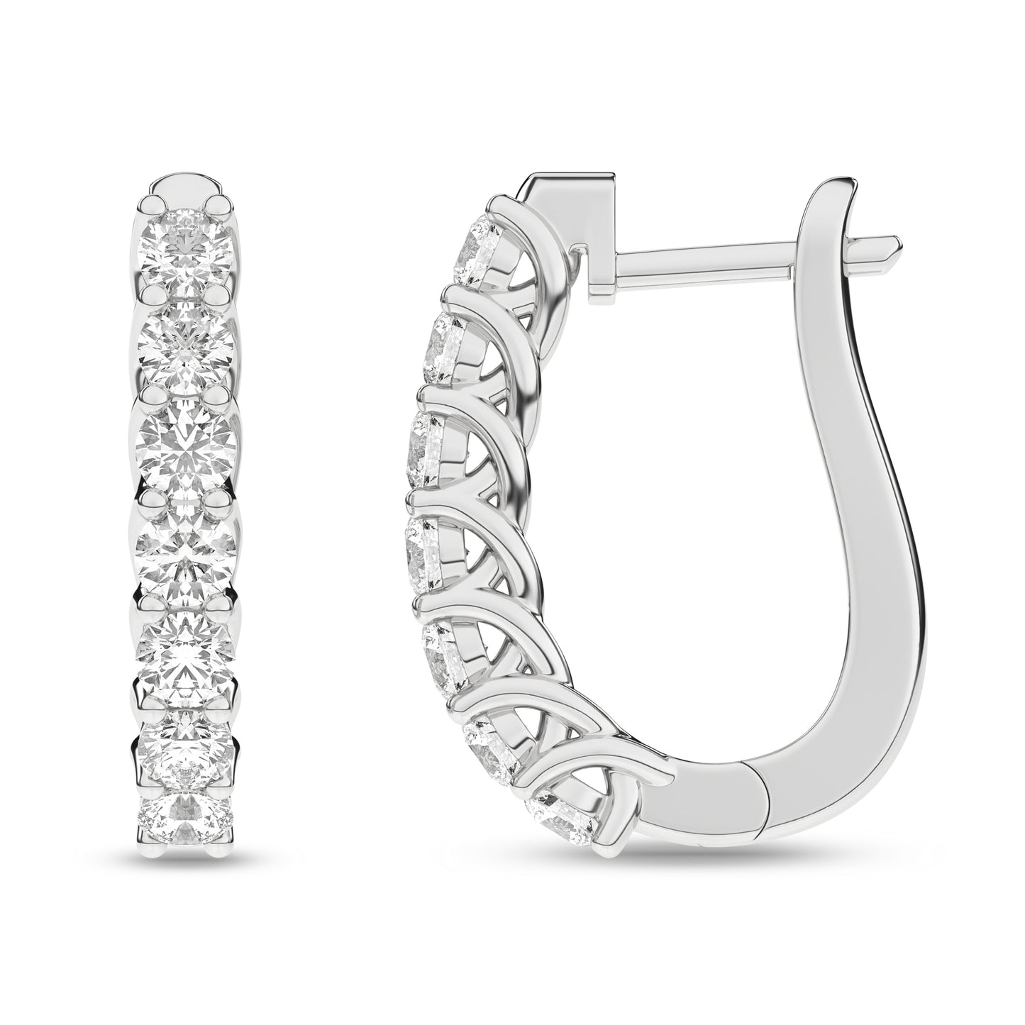 2Ctw 14K White Gold Lab Grown Oval Shaped Hoop Earrings 5.0Dwt Igi Certified