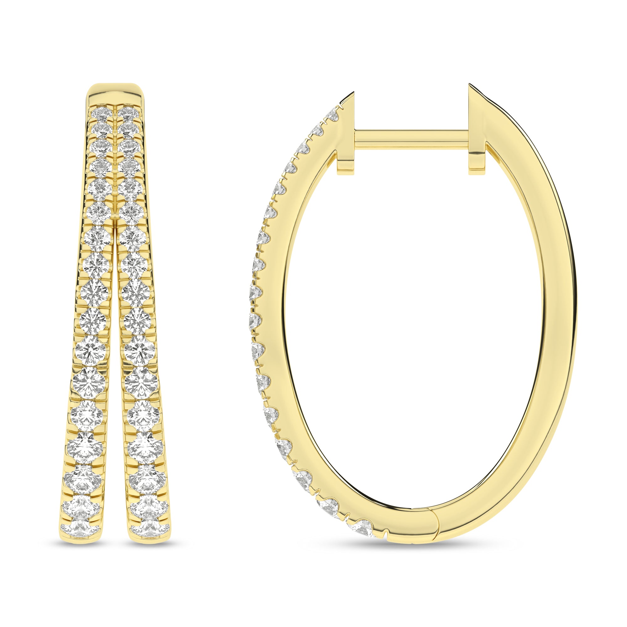 1.00Ctw 14K Yellow Gold Lab Grown Diamond Split Hoop Earrings Igi Certified