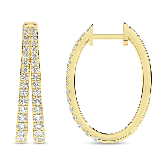 1.00Ctw 14K Yellow Gold Lab Grown Diamond Split Hoop Earrings Igi Certified