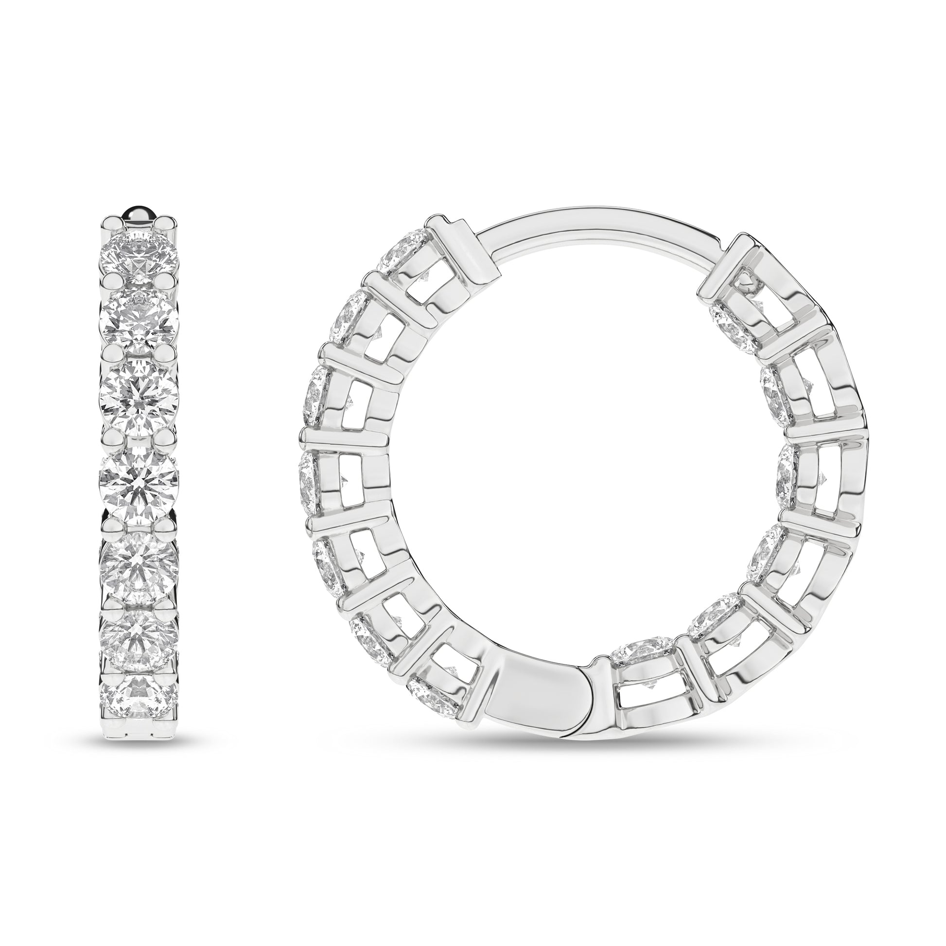 1.00Ct 14K White Gold Lab Grown Diamond In And Out Huggie Style 1.9 Dwt