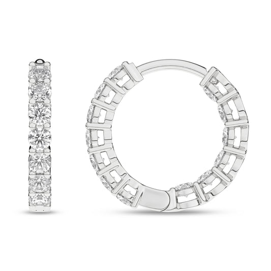 1.00Ct 14K White Gold Lab Grown Diamond In And Out Huggie Style 1.9 Dwt