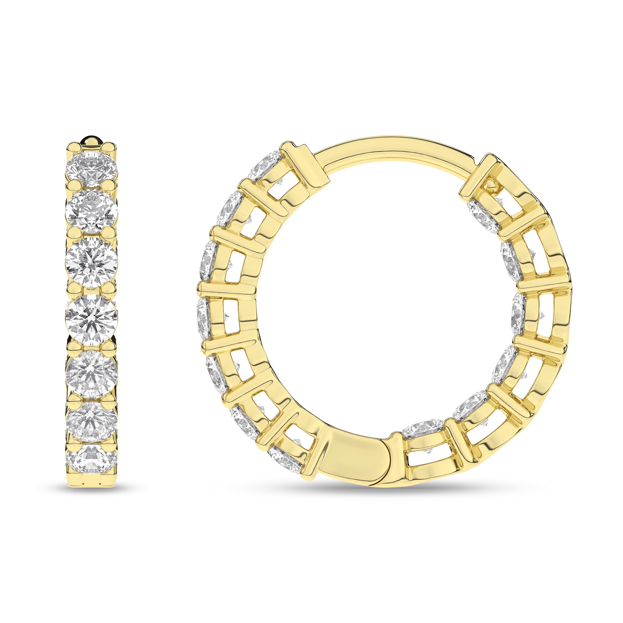 1.00Ct Yellow Gold Lab Grown Diamond Huggie Earrings 1.7Dwt