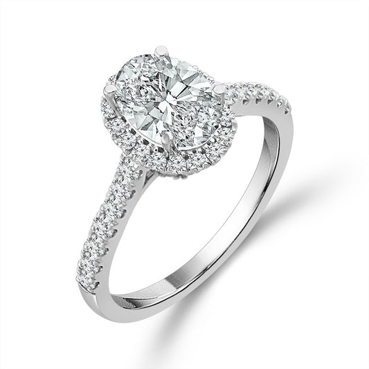 Diamond Bridal Set 1 ct tw Center OV 14k White Gold