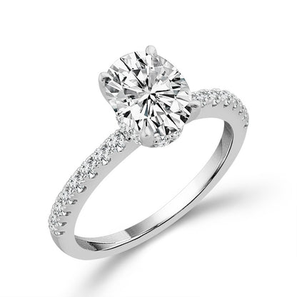 Diamond Bridal Set 1 1/2 ct tw Center OV 14k White Gold
