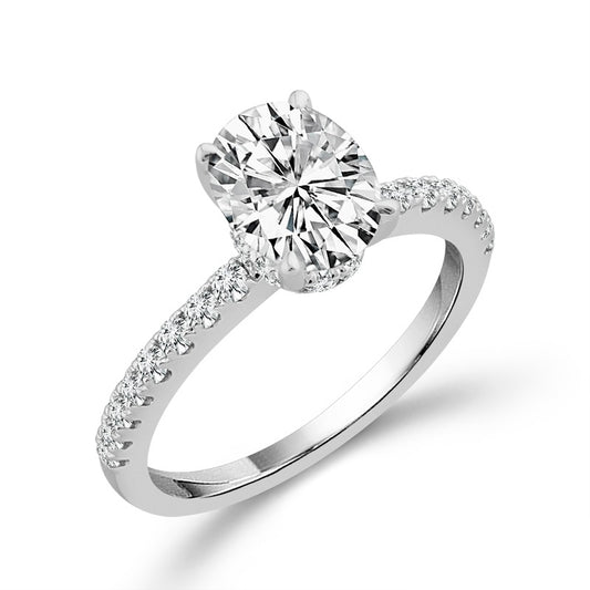 Diamond Bridal Set 1 1/2 ct tw Center OV 14k White Gold