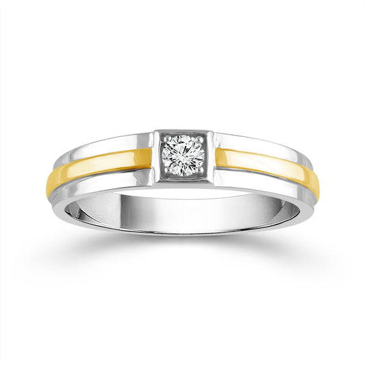 Diamond Mens Ring 0.17 ct tw 10k White Gold 10k Yellow Gold