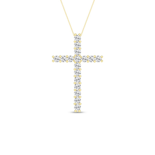 0.5Ct 14K Yellow Gold Lab Grown Diamond Cross Necklace 18In 1.6Dwt