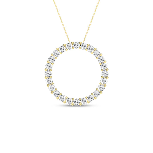 0.5Ct 14K Yellow Gold Circle Lab Grown Diamond Necklace 18In 1.7Dwt