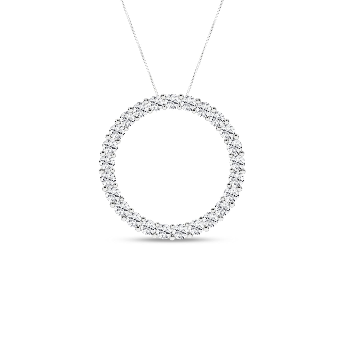 1.00Ctw 14K White Gold Lab Grown Diamond Circle Pendant Necklace 18In 2.3Dwt Igi Certified