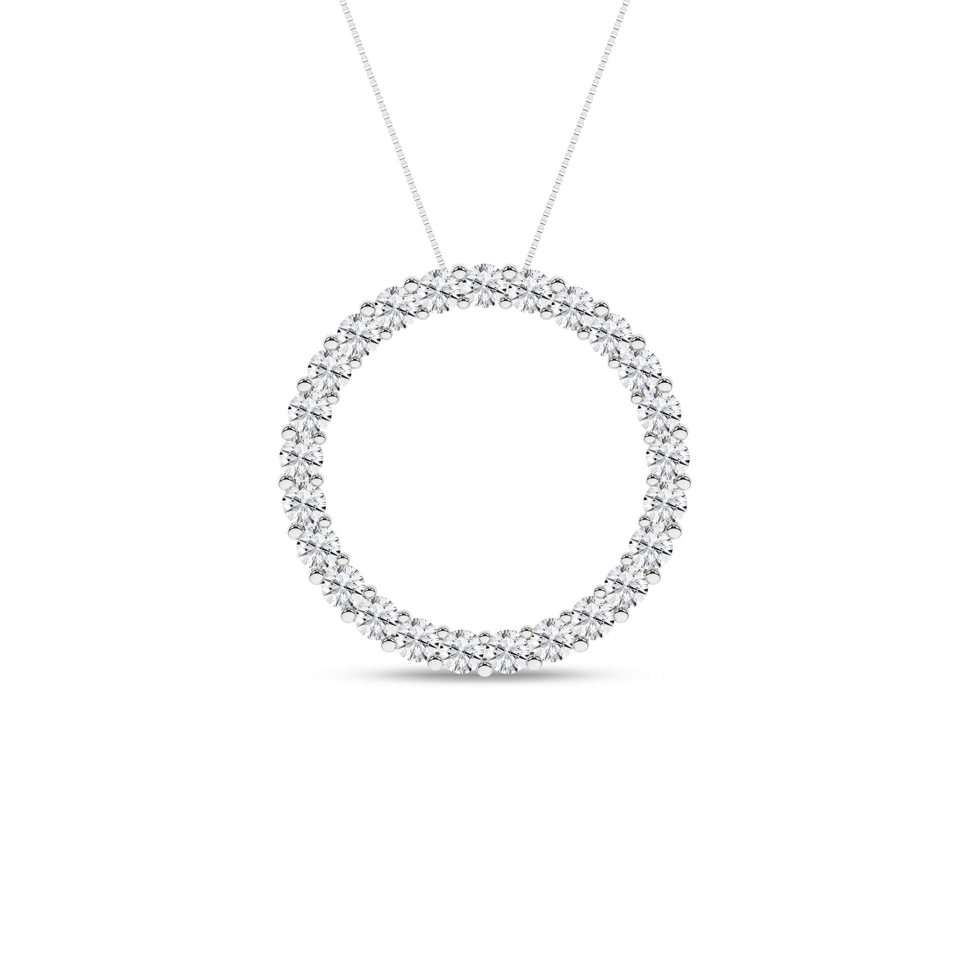1.00Ctw 14K White Gold Lab Grown Diamond Circle Pendant Necklace 18In 2.3Dwt Igi Certified