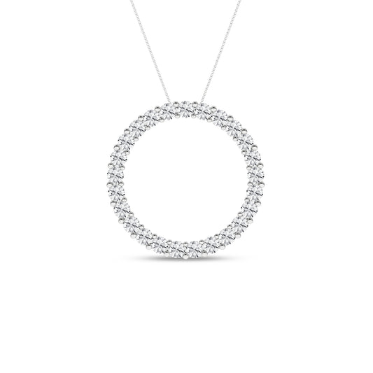 1.00Ctw 14K White Gold Lab Grown Diamond Circle Pendant Necklace 18In 2.3Dwt Igi Certified