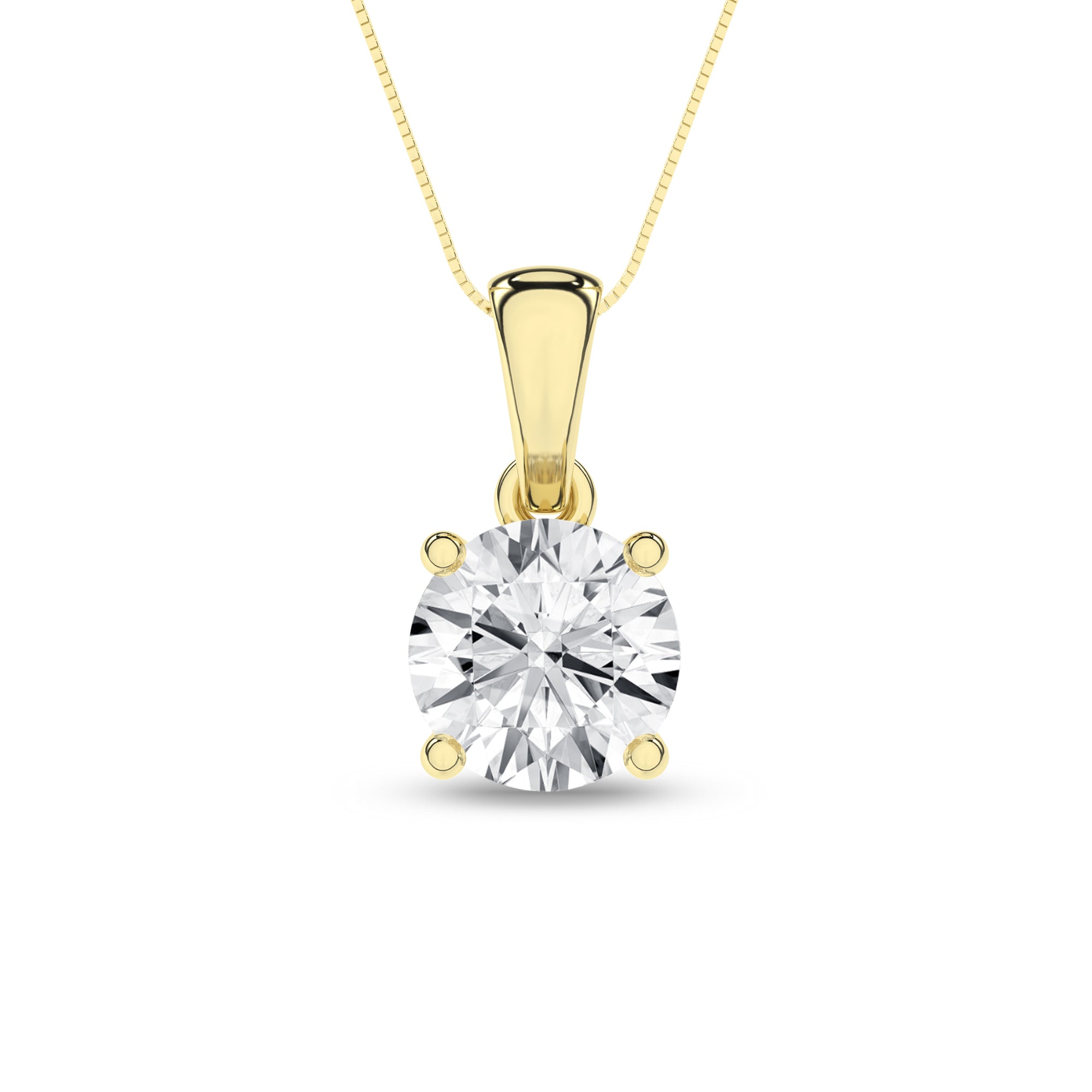 1.00Ctw 14K Yellow Gold Lab Grown Round Diamond Solitaire Pendant Necklace 18In 1.4Dwt Igi Certified