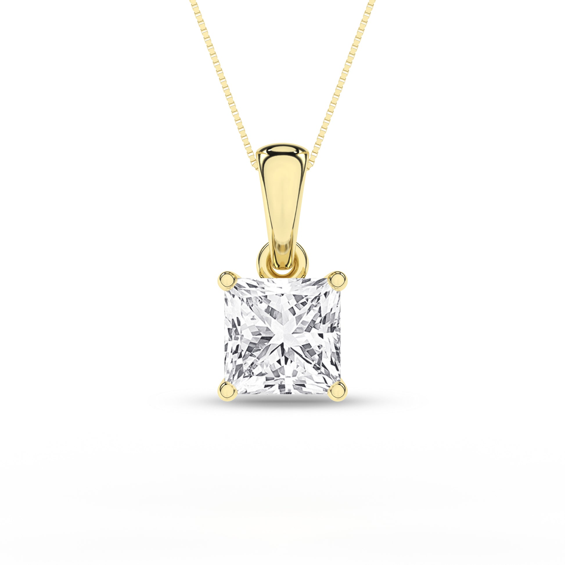 0.75Ctw  14K Yellow Gold Solitaire Lab Grown Pendant Necklace 18In 1.3Dwt