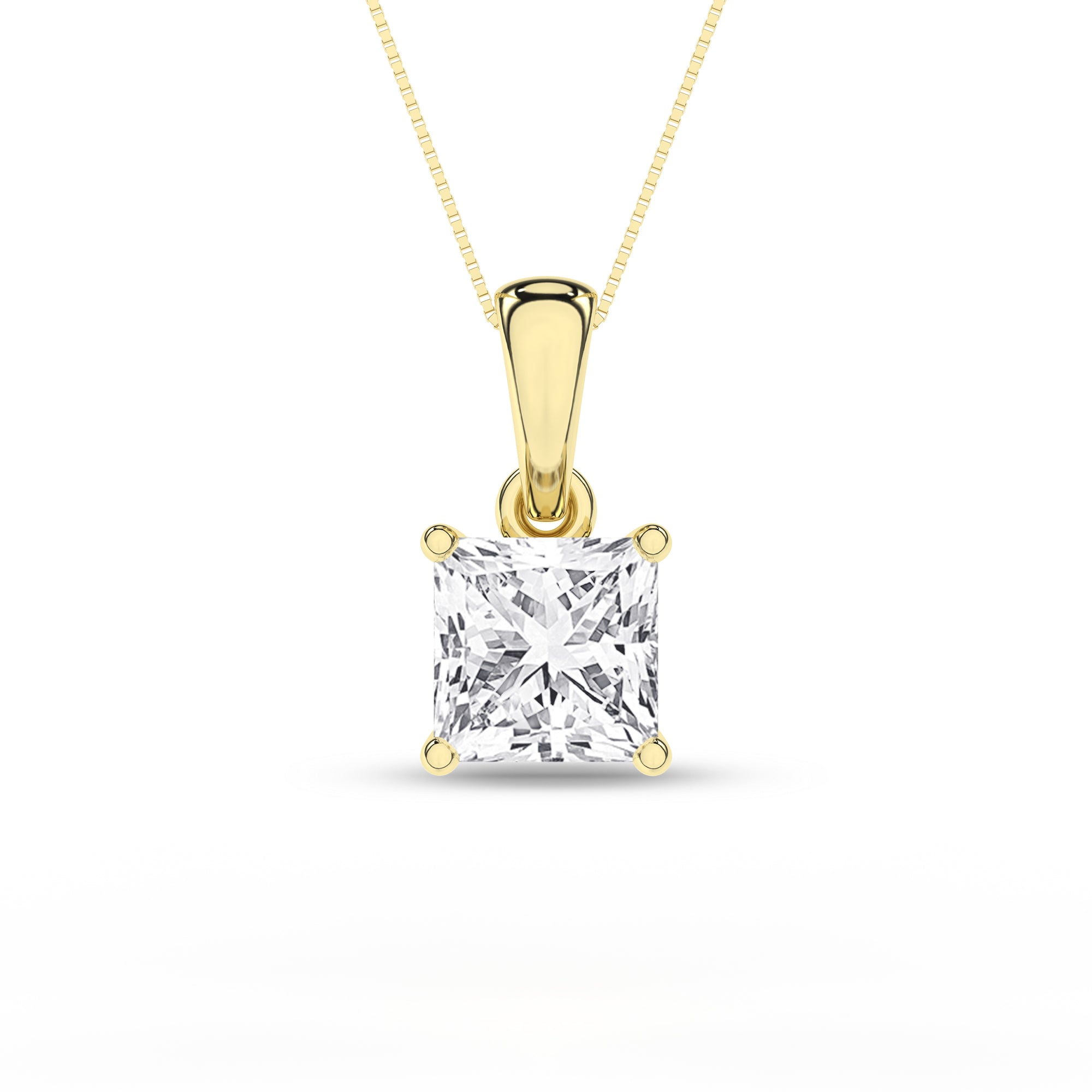 0.75Ctw  14K Yellow Gold Solitaire Lab Grown Pendant Necklace 18In 1.3Dwt