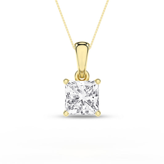 0.75Ctw  14K Yellow Gold Solitaire Lab Grown Pendant Necklace 18In 1.3Dwt