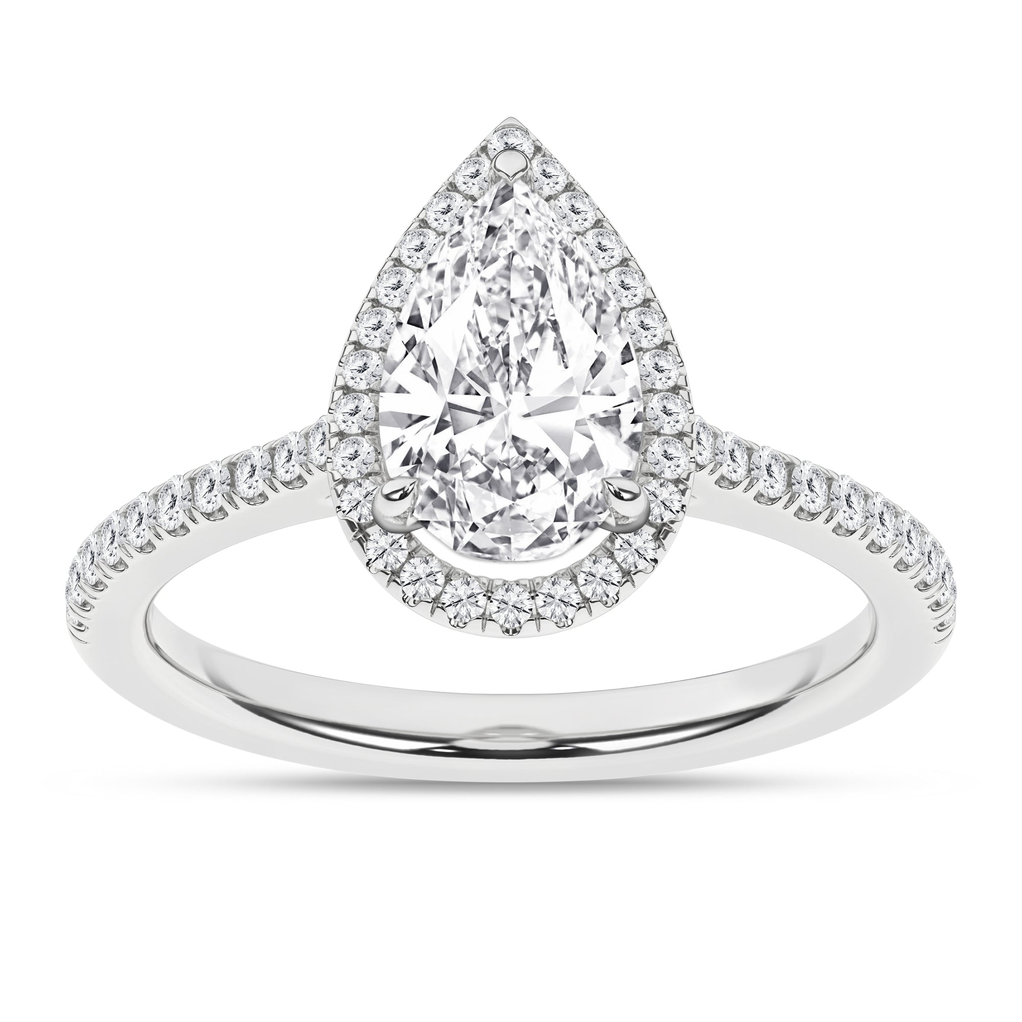 2.25Ctw 14K White Gold Pear Lab Grown Diamond Halo Engagement Ring Size 7 2.5Dwt Igi Certified