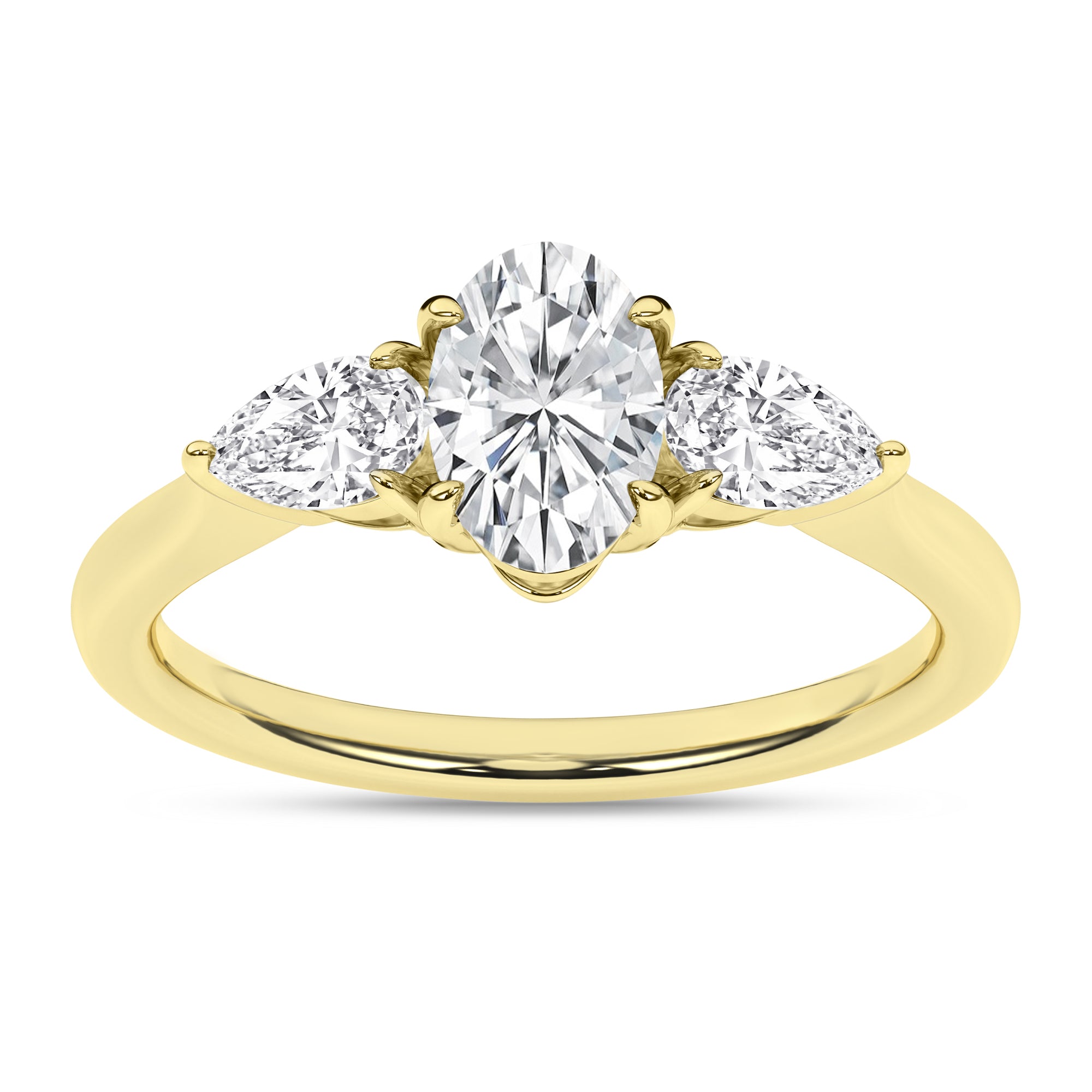 1.5Ct 14K Yellow Gold Lab Grown 3 Diamonds Engagement Ring Size 7 2.0Dwt