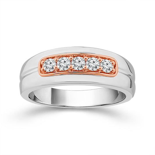 Diamond Mens Ring 0.4 ct tw 10k White Gold 10k Rose Gold