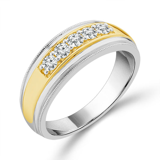 Diamond Mens Ring 0.4 ct tw 10k White Gold 10k Yellow Gold