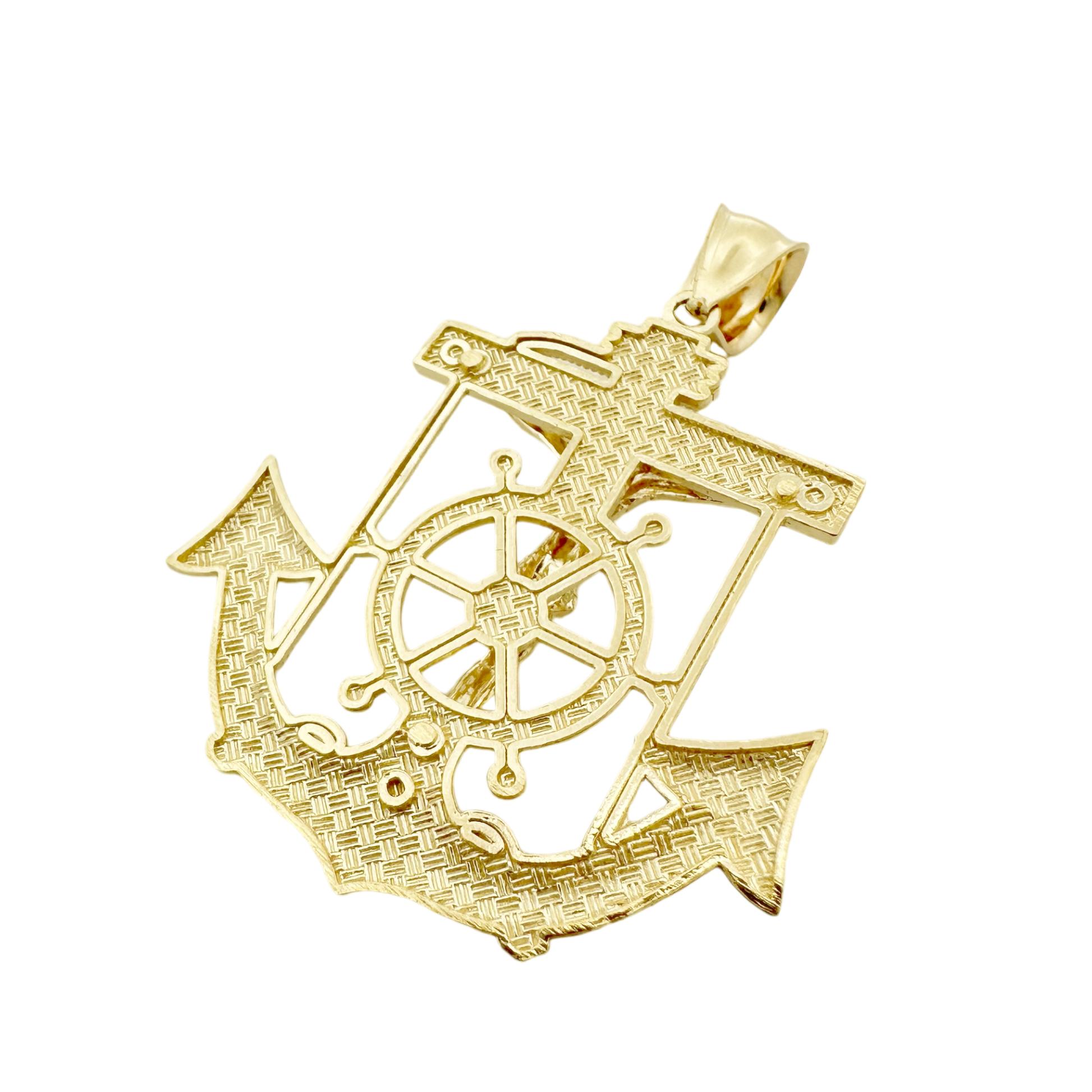10K Yellow Gold Anchor Crucifix Pendant 5.5Dwt