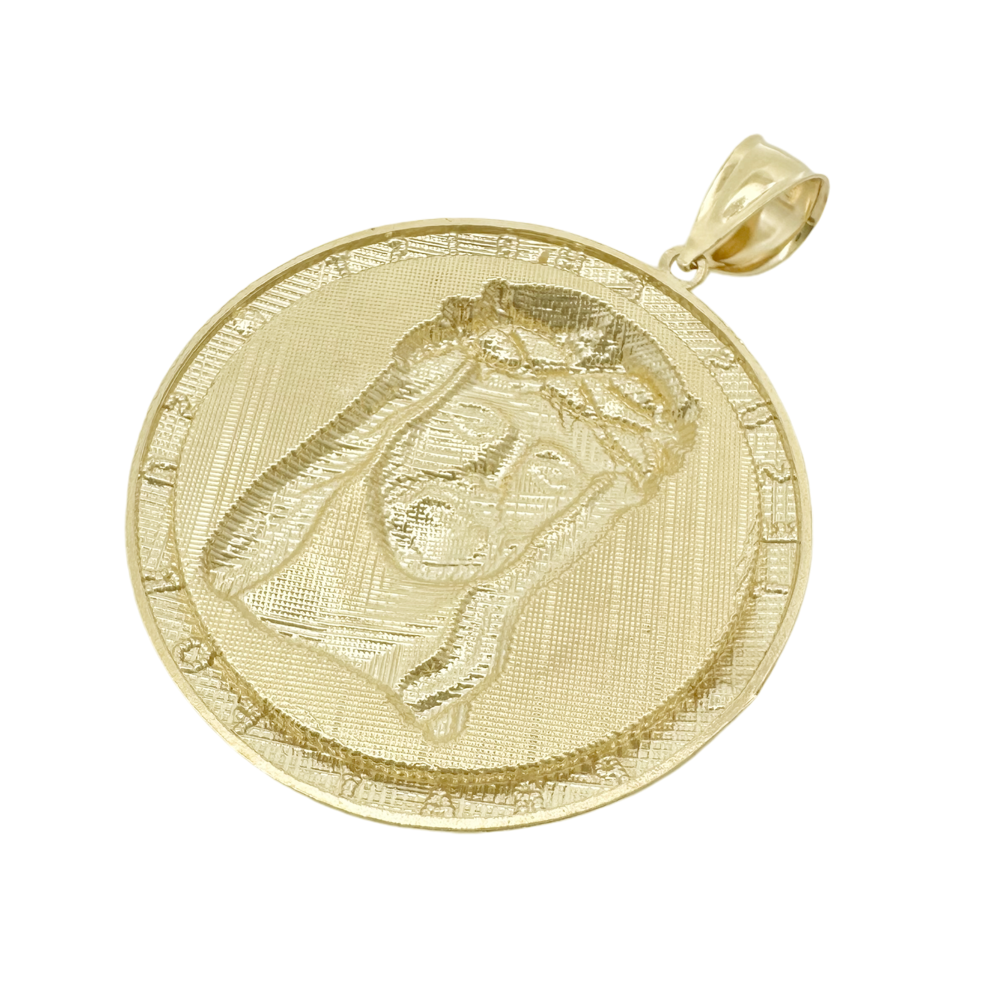 10K Two Tone Large Round Jesus Pendant 9.2Dwt