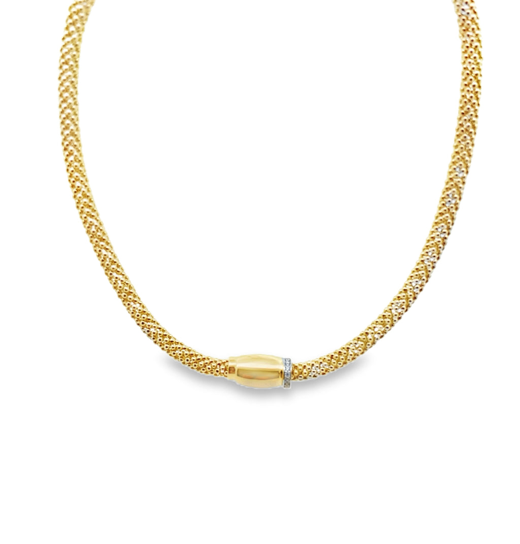 14K Two Tone  Gold Fancy Link Necklace 18In 12.2Dwt
