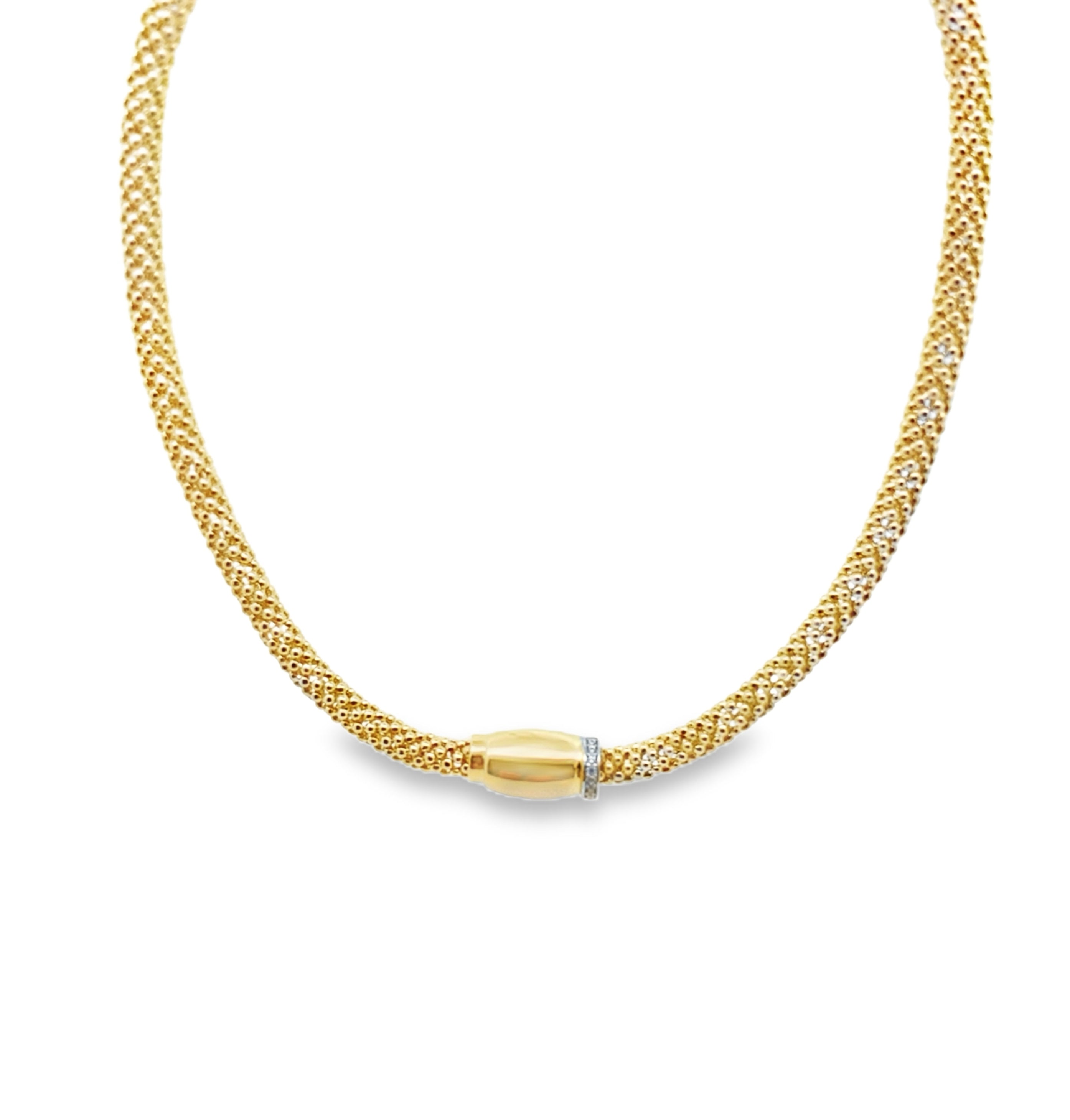 14K Two Tone  Gold Fancy Link Necklace 18In 12.2Dwt