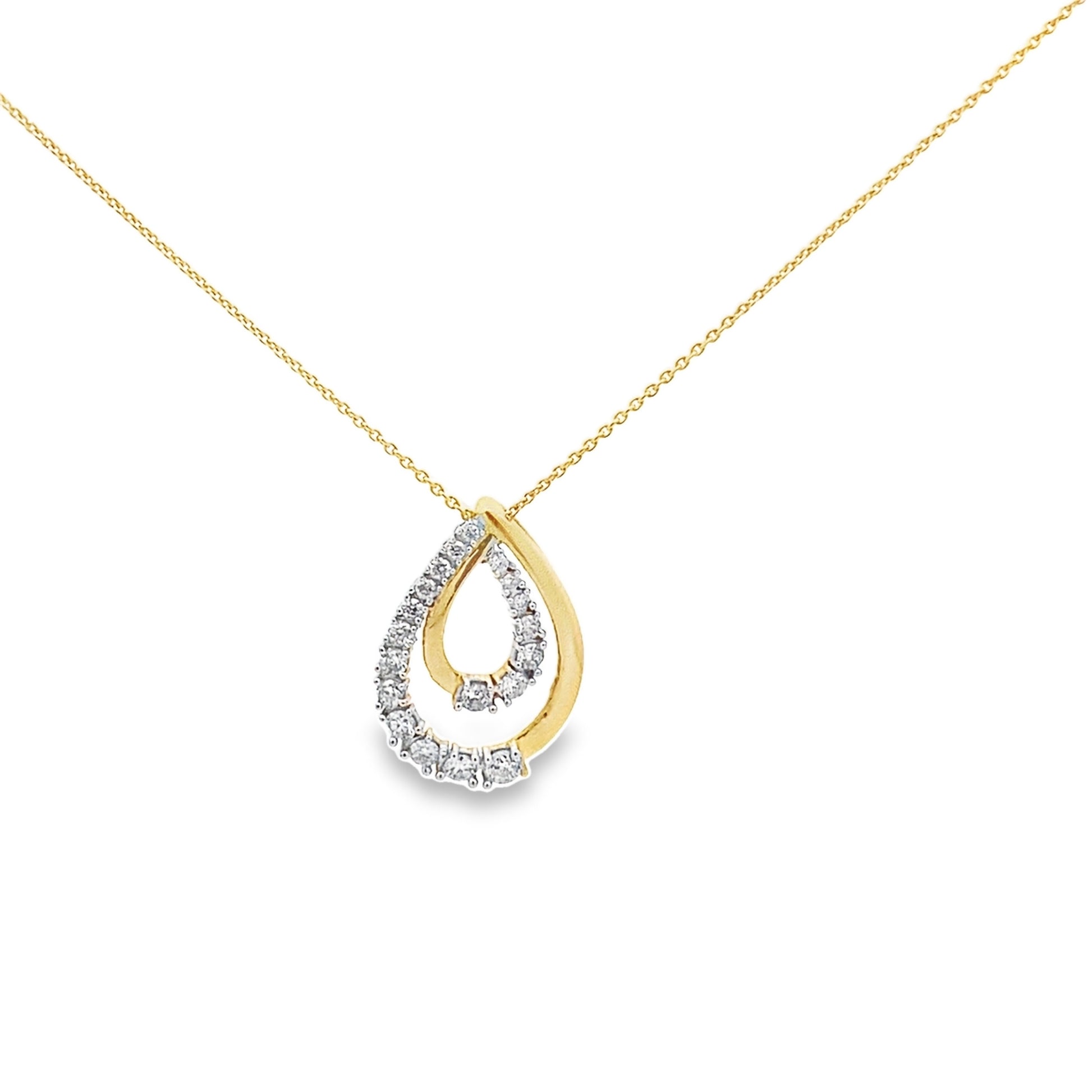 0.25Ctw 14K Yellow Gold Diamond Drop Necklace 19In 1.3Dwt