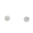 0.14Ctw 14K White Gold Diamond Flower Cluster Stud Earrings