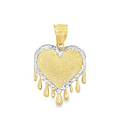 14K Yellow Gold Two Tone Heart W/ Tears Pendant  1.9Dwt