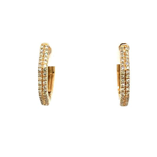0.18Ctw 14K Yellow Gold Diamond Small Hoop Earrings 1.3