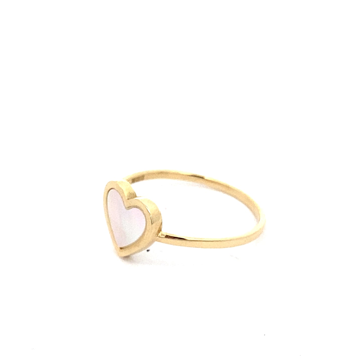 14K Yellow Gold Ladies Mother Of Pearl Heart Ring Size 7 0.7Dwt
