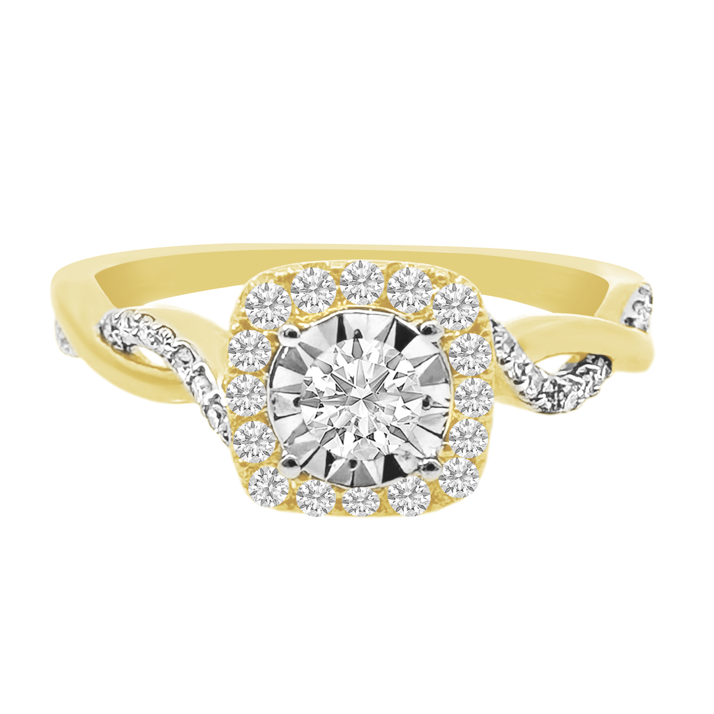 0.35Ctw 10K Yellow Gold Diamond Engagement Ring Size 7 1.4Dwt