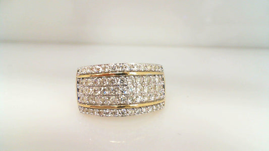 1.0Ctw 14K Yellow Gold Diamond Fashion Ring Size 7 3.2Dwt