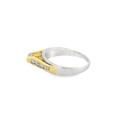 0.75Ct 14K Two Tone Gold Diamond Engagement Ring Size 7 3.9Dwt