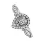 0.33Ctw 10K White Gold Diamond Engagement Ring Size 7 1.6Dwt