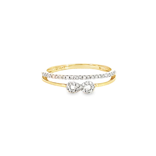 0.15Ctw 14K Yellow Gold Diamond Infinity Fashion Ring Size 7 1.1Dwt