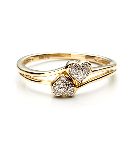 0.05Ctw 10K Yellow Gold Ladies Diamond Fashion Ring Size 7 1.1Dwt