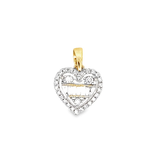 0.20Ctw 10K Yellow Gold Diamond Heart Pendant 0.4Dwt