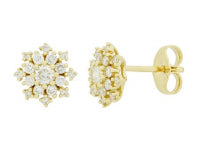 0.47Ctw 14K Yellow Gold Diamond Cluster Stud Earrings