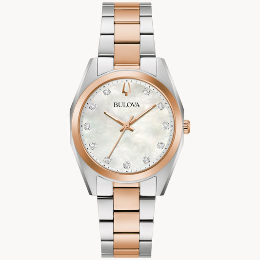 Bulova Sport Ladies Watch Two-Tone With White Mother-Of-Pearl Dial (98P207)