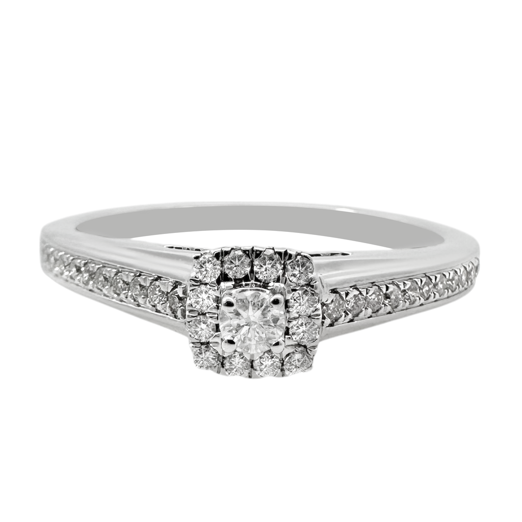 0.19Ct 14K White Gold Diamond Engagement Rings Size 7 1.4Dwt