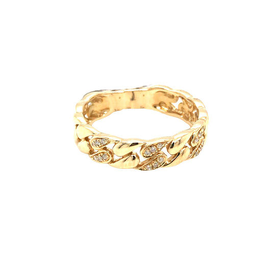 0.05Ctw 14K Yellow Gold Link Style Ring Size 7 2.2Dwt