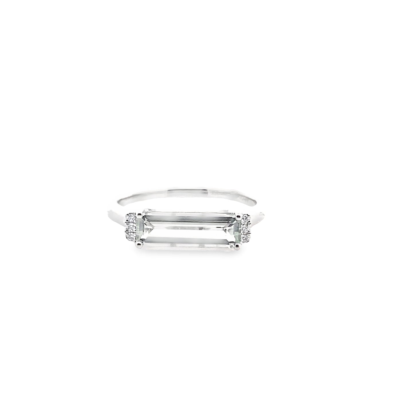 1.27 Geamgt/0.04Ctw Dird 14K White Gold Green Amethyst & Dia Ring Size 7 1.5Dwt