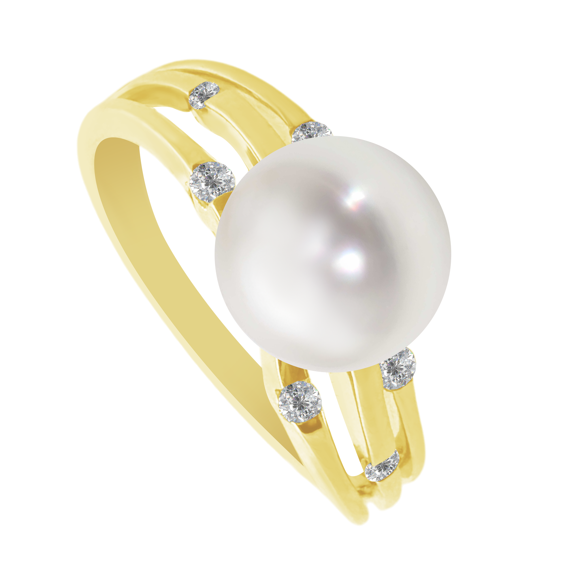 2.91Plrd 0.10 Dird 14K Yellow Gold Pearl & Dia Ring Size 7 2.2Dwt