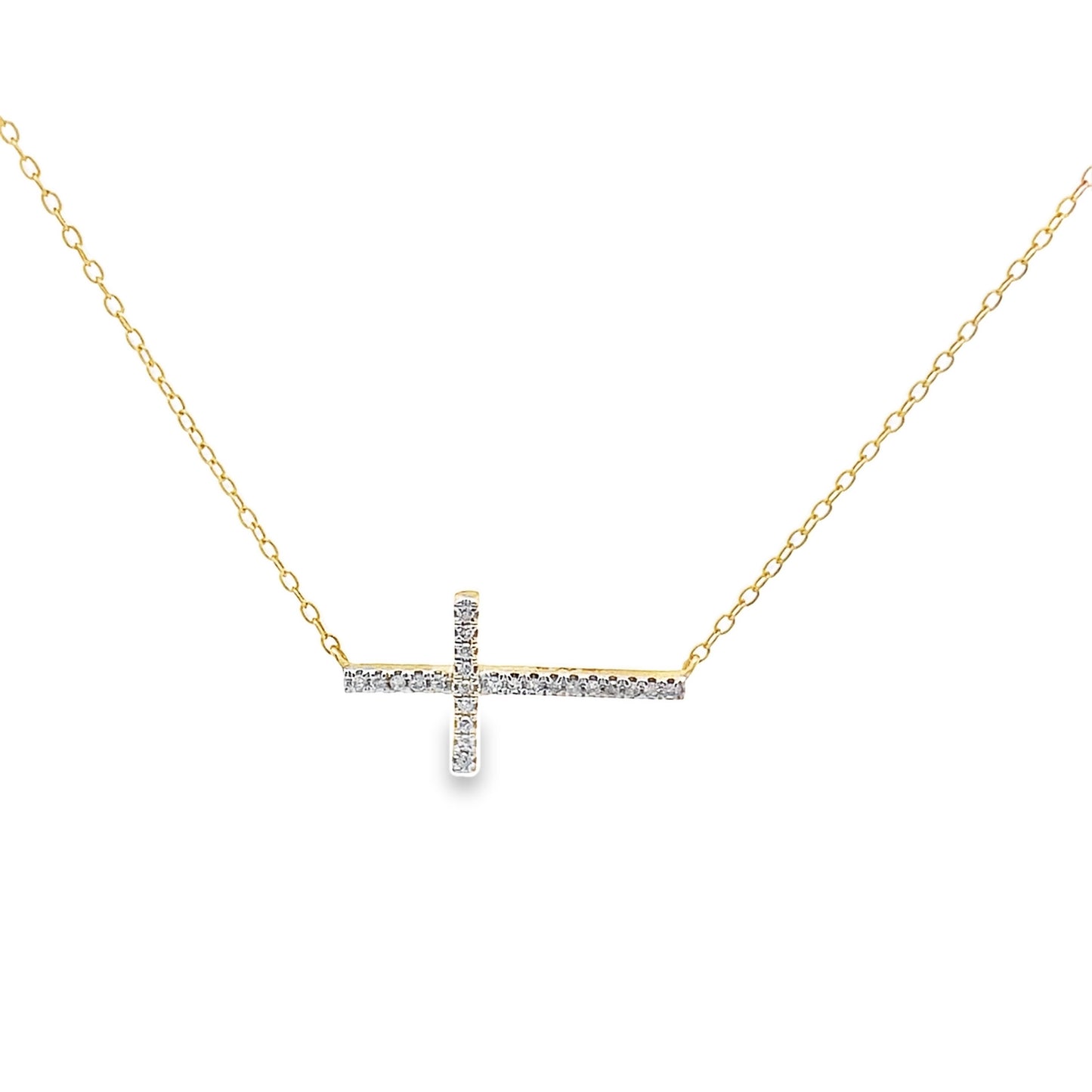 0.10Ctw 10K Yellow Gold Diamond Cross Necklace 20In 1.0Dwt